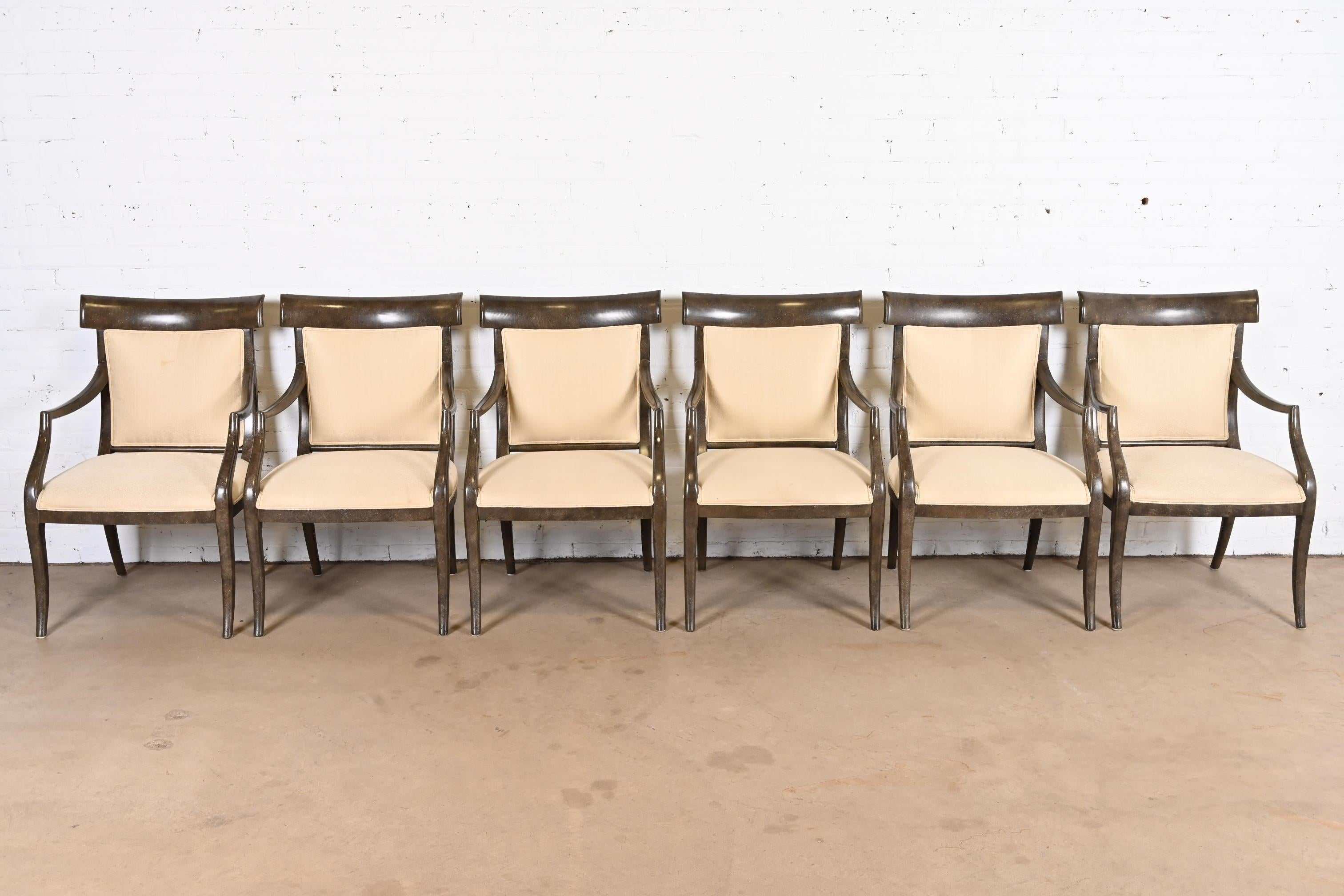 American Ferguson Copeland Modern Regency Dining Armchairs, Set of Six For Sale