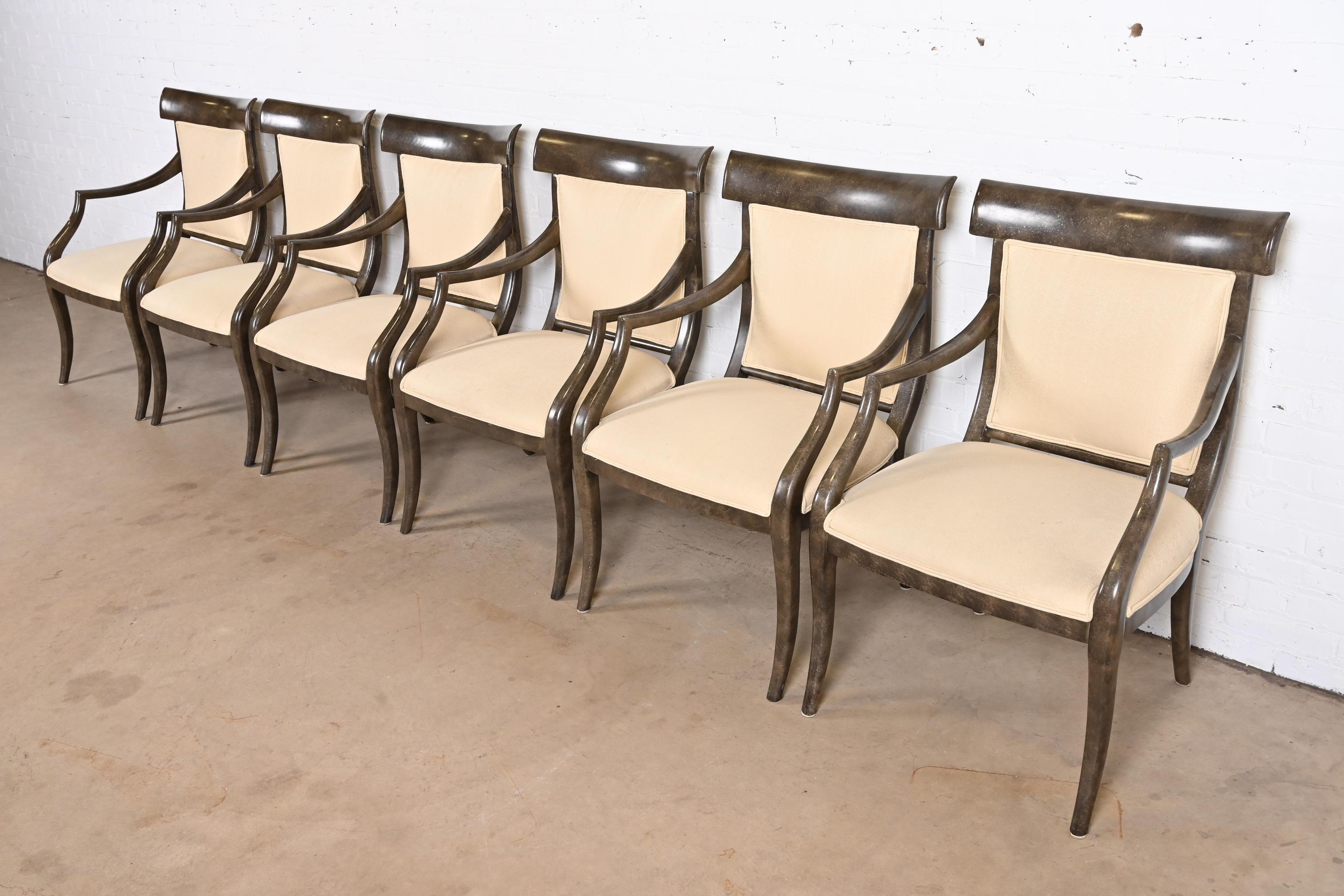 Ferguson Copeland Modern Regency Dining Armchairs, Set of Six In Good Condition For Sale In South Bend, IN