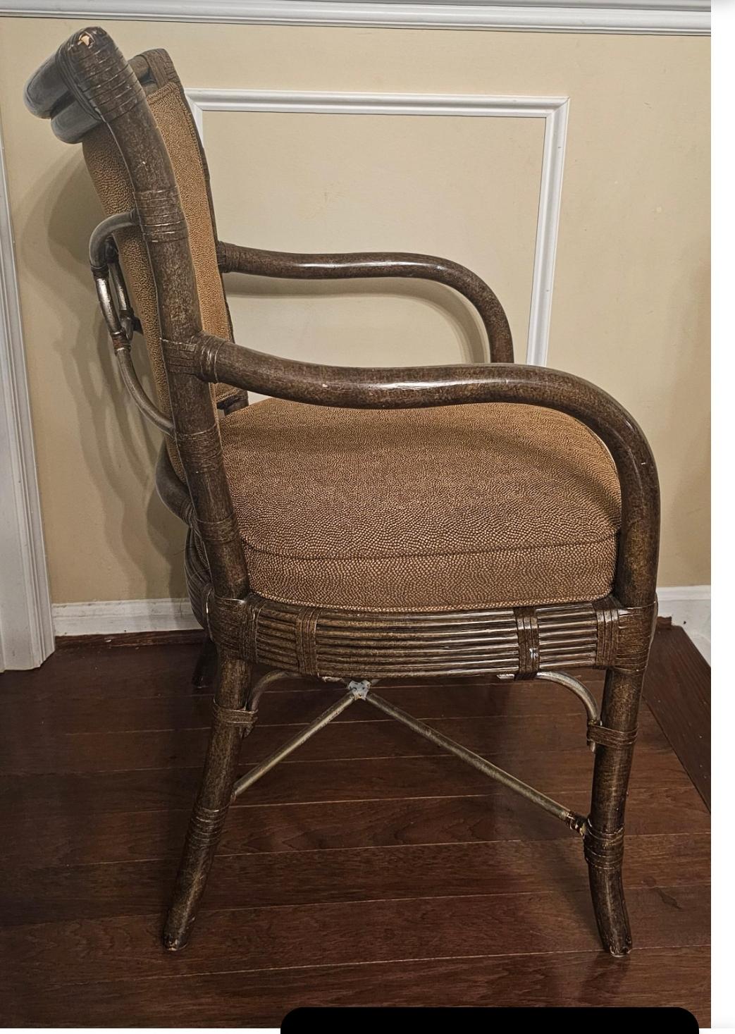 Classique américain Ferguson Copeland Fauteuil Brighton tapissé de feuilles de tortue et d'argent en vente