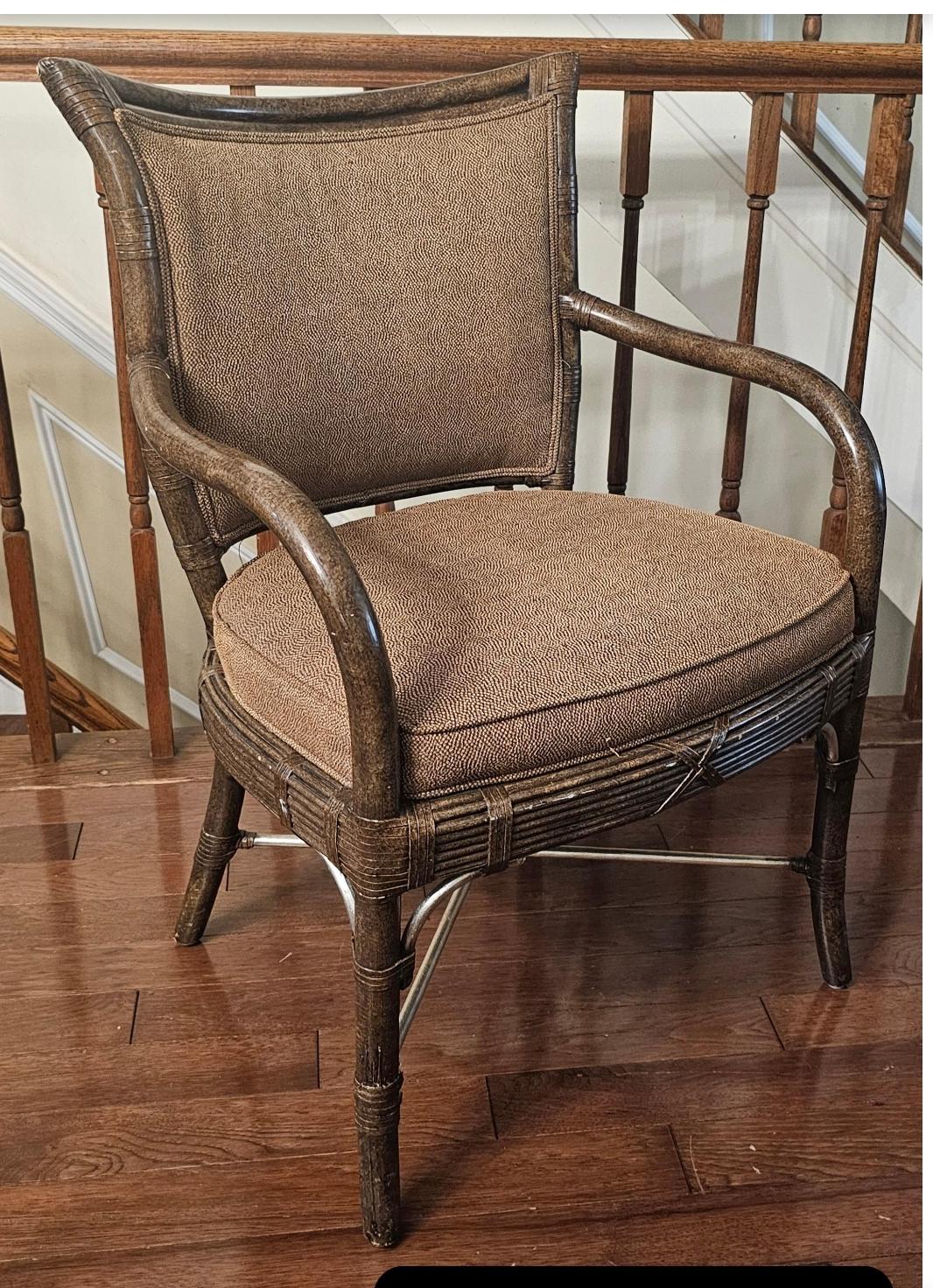 Américain Ferguson Copeland Fauteuil Brighton tapissé de feuilles de tortue et d'argent en vente