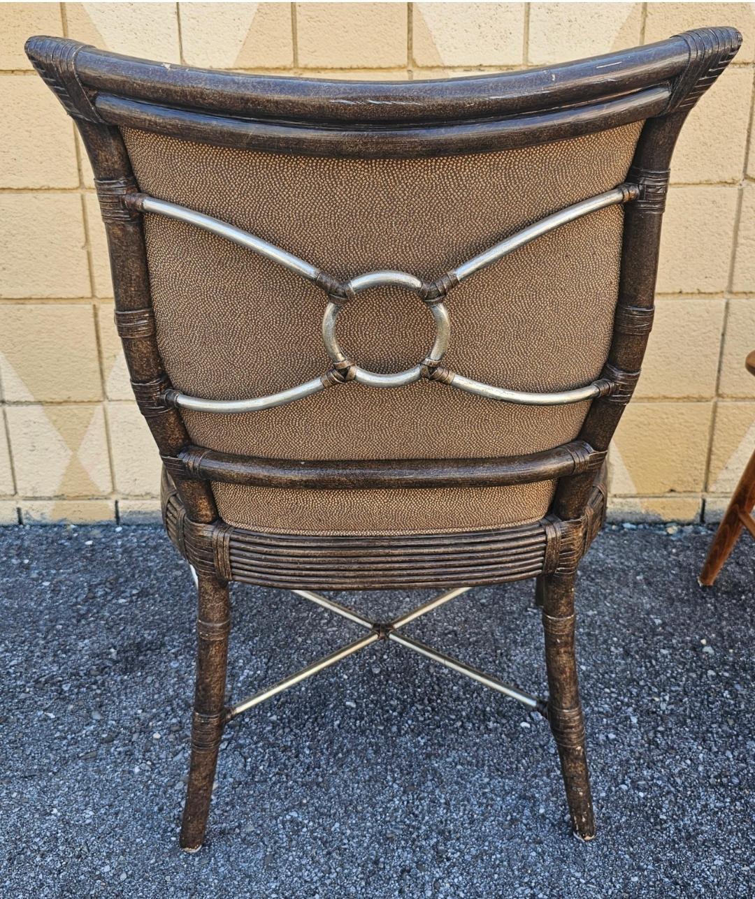 Fait main Ferguson Copeland Fauteuil Brighton tapissé de feuilles de tortue et d'argent en vente