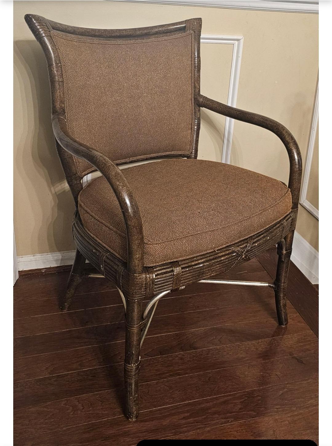 20ième siècle Ferguson Copeland Fauteuil Brighton tapissé de feuilles de tortue et d'argent en vente