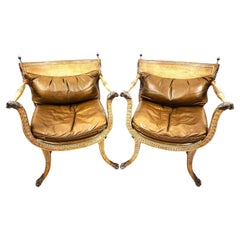 Fergusson Copeland Leather "Cleopatra" Armchairs