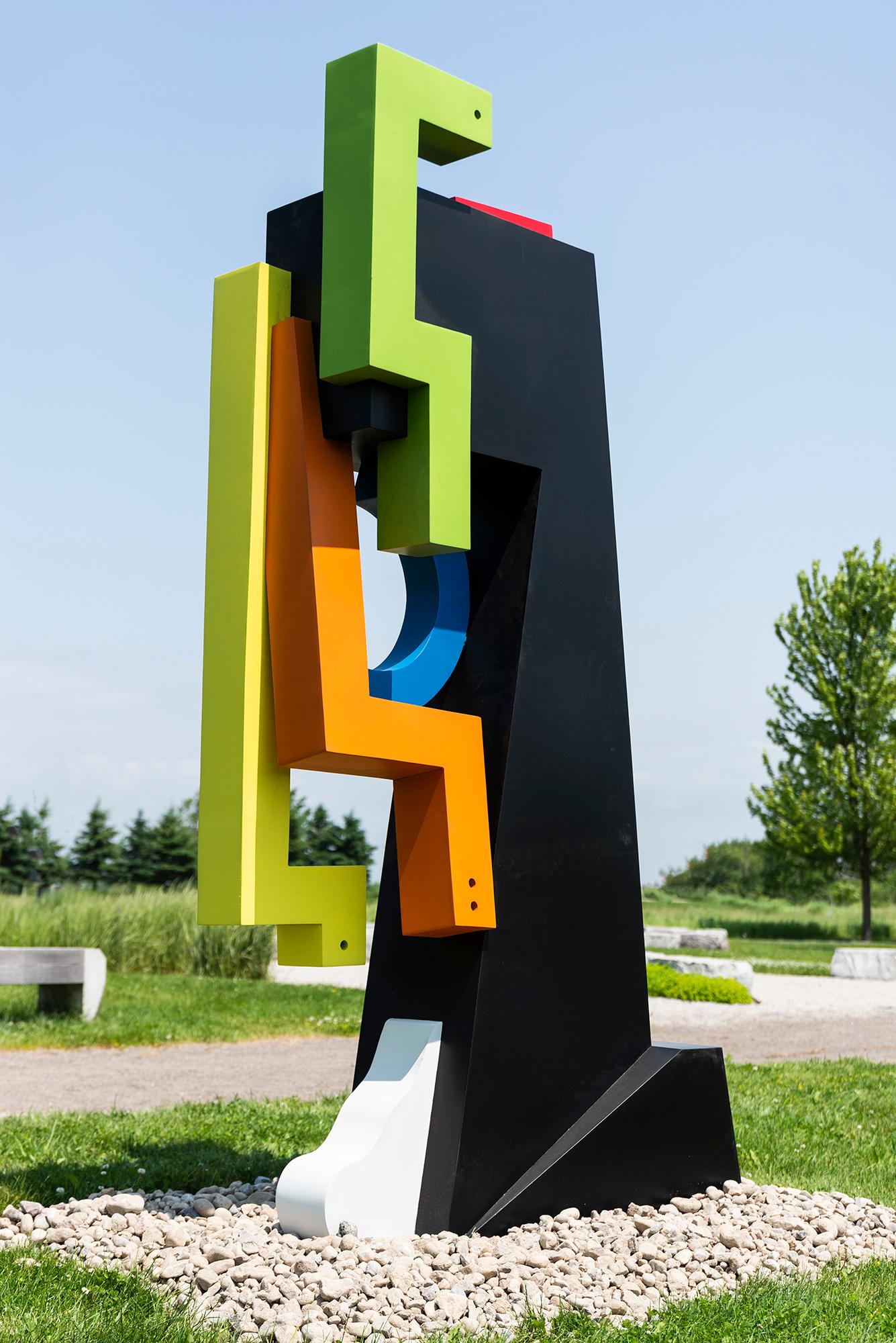 Melancholy Man - abstract, contemporary, stainless steel outdoor sculpture - Gray Abstract Sculpture by Ferhat Özgür Görel