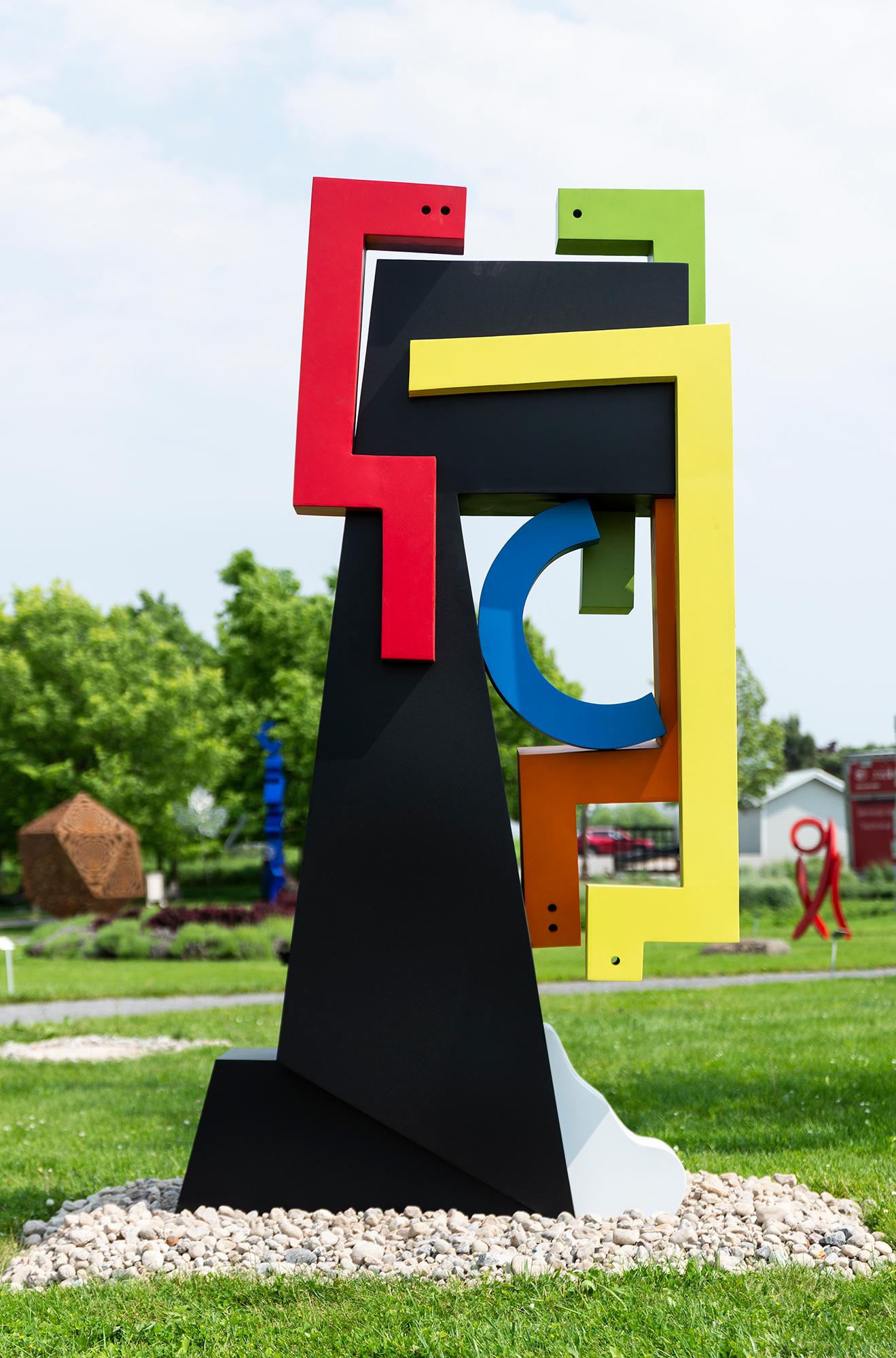 Melancholy Man - abstract, contemporary, stainless steel outdoor sculpture For Sale 3
