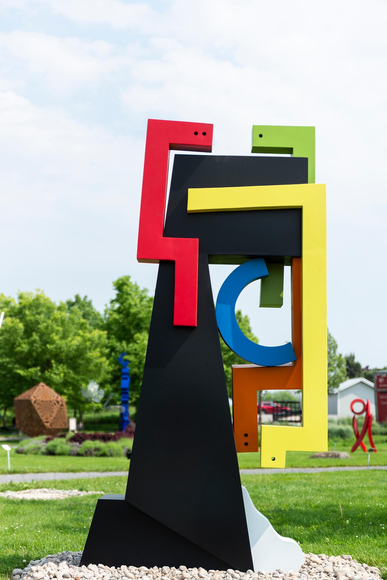 Melancholy Man - abstract, contemporary, stainless steel outdoor sculpture For Sale 4