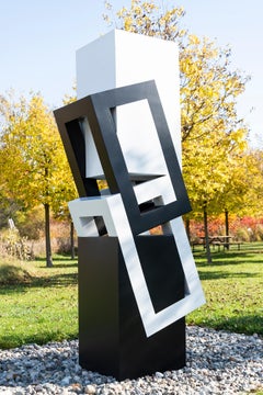 Paradox - black, white, indoor/outdoor, contemporary, stainless steel sculpture