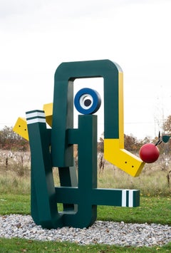 Woman With 3 Snakes - abstract, contemporary, outdoor stainless steel sculpture
