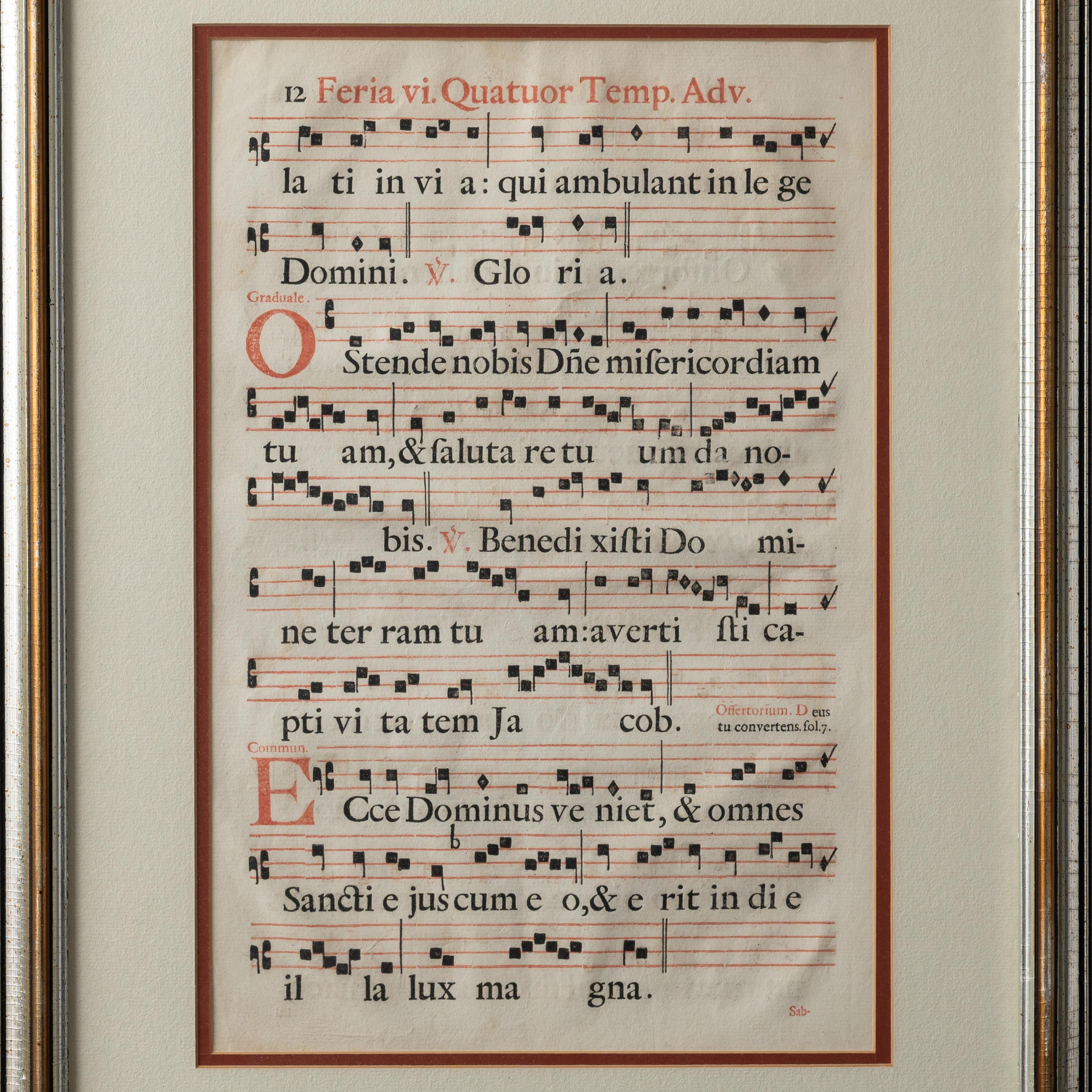Partitura Feria VI Quatuor Temporum Adventus, Siglo XVI Otro en venta