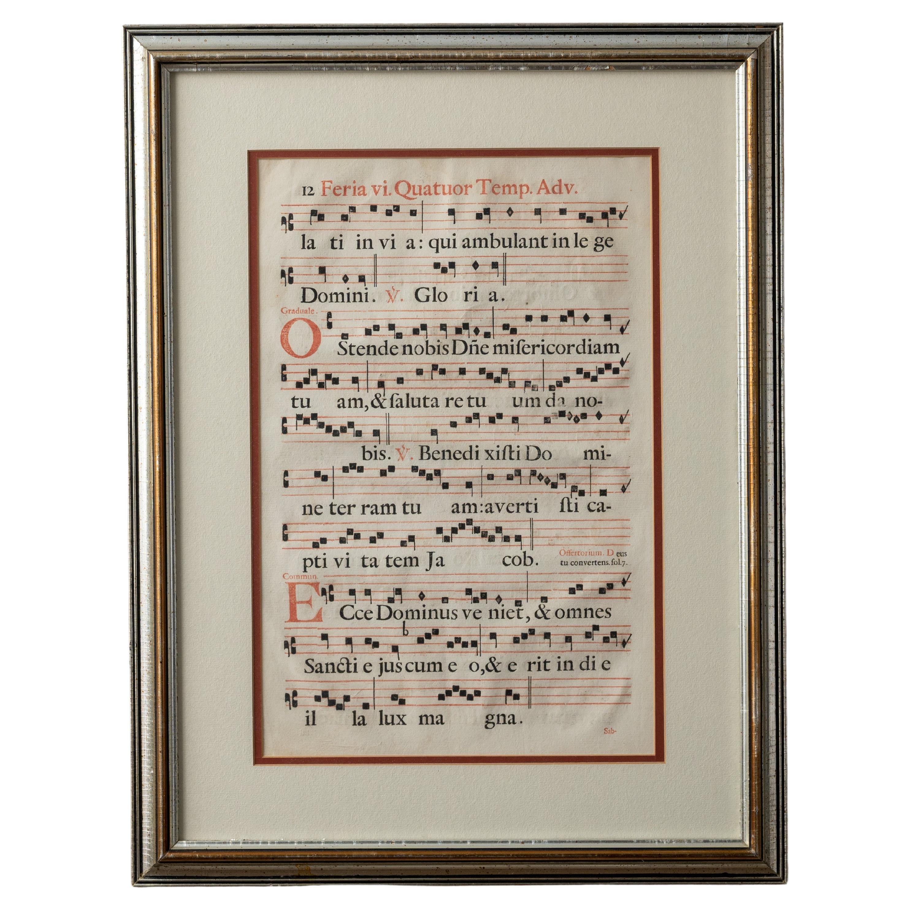 Partitura Feria VI Quatuor Temporum Adventus, Siglo XVI en venta