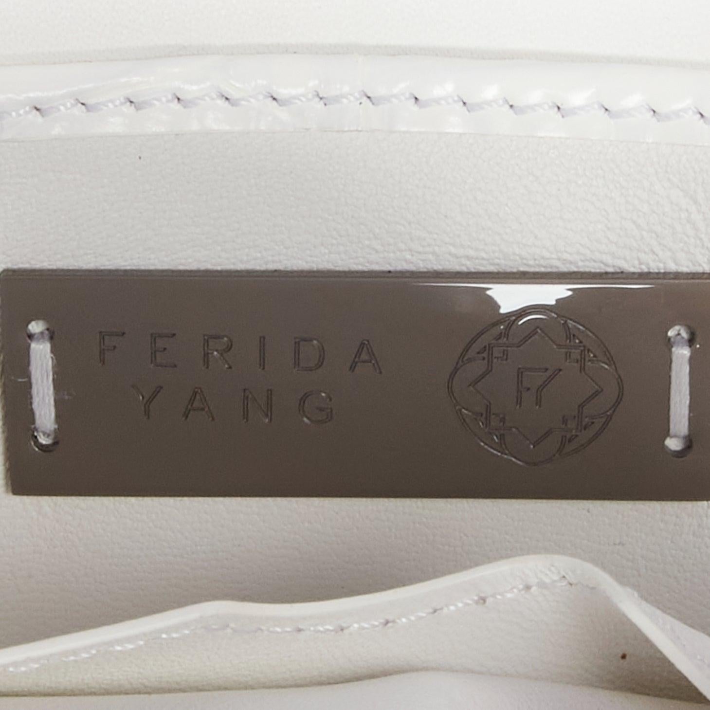 FERIDA YANG Emma white matte scaled leather oval crossbody belt bag For Sale 7