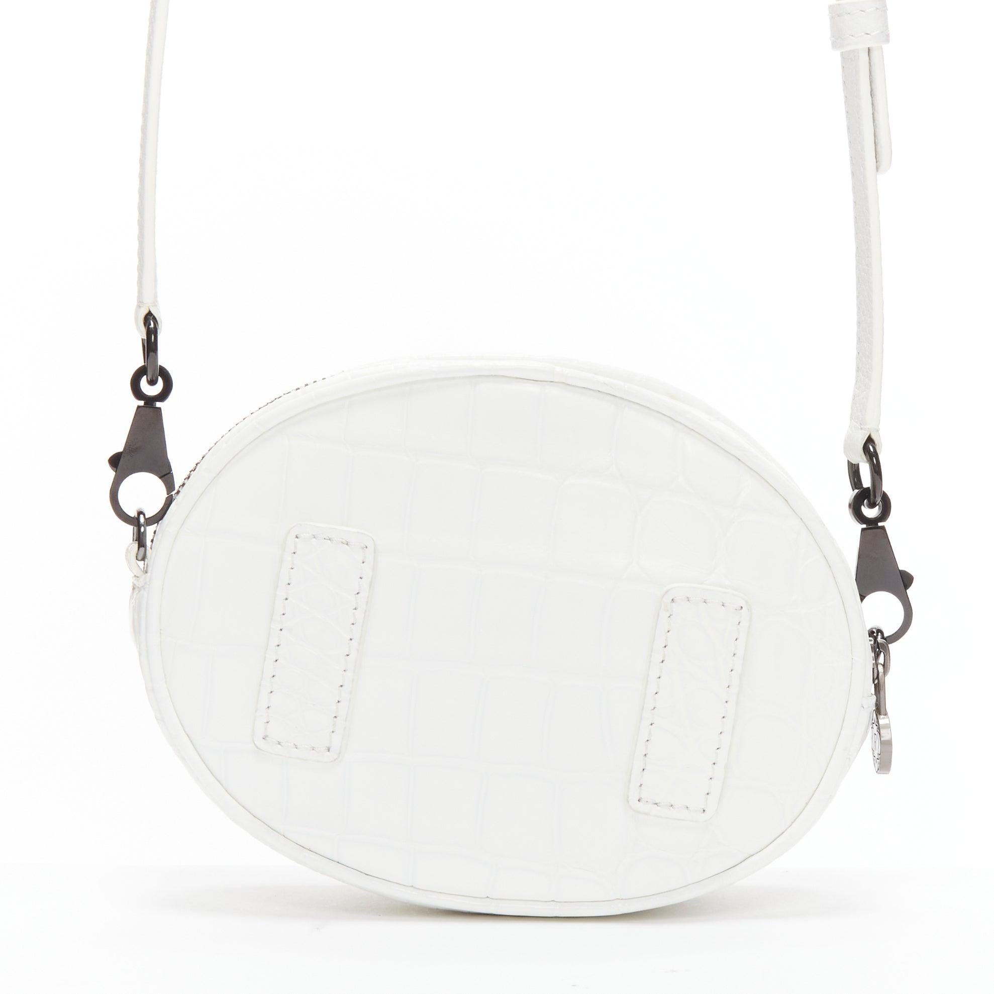 FERIDA YANG Emma white matte scaled leather oval crossbody belt bag For Sale 1