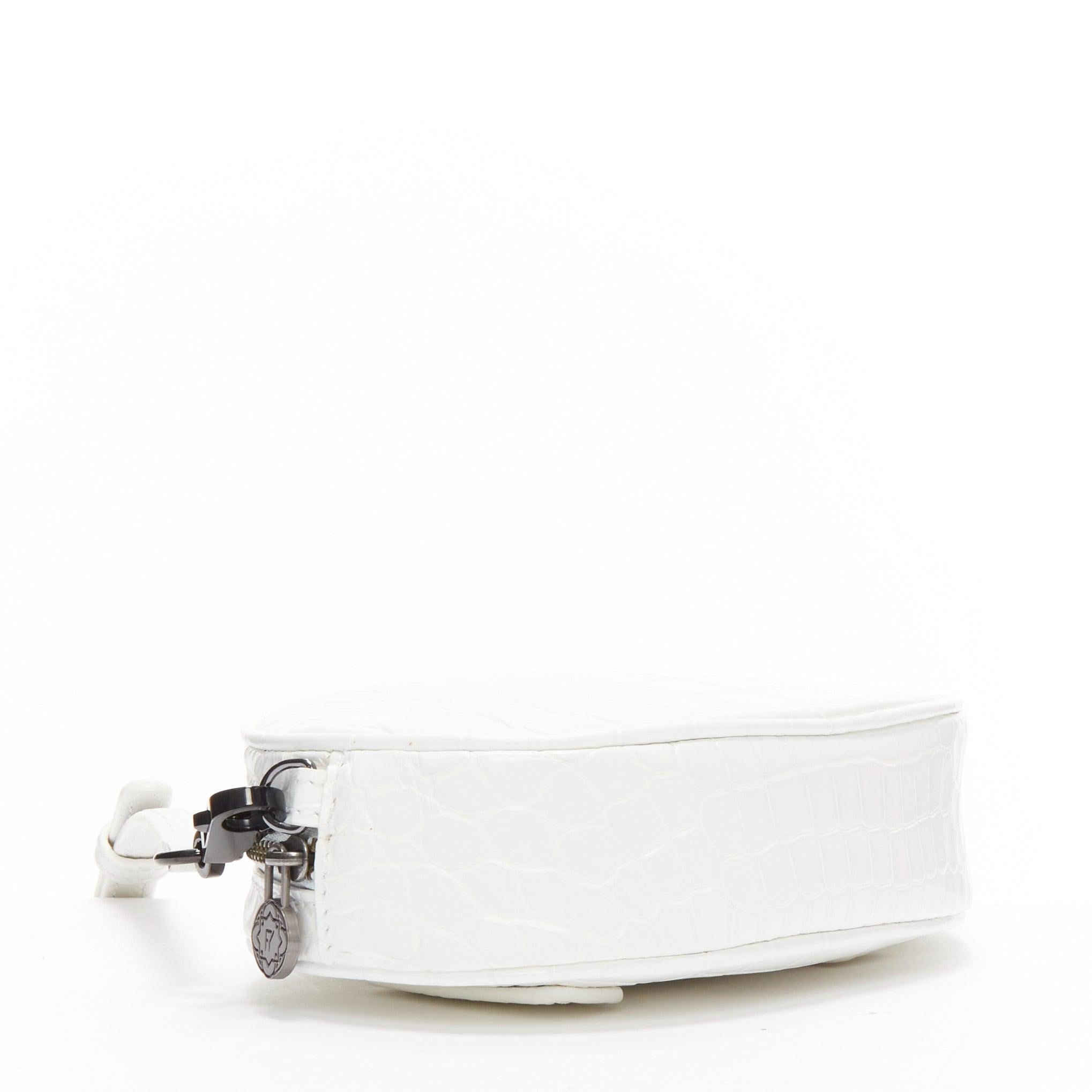 FERIDA YANG Emma white matte scaled leather oval crossbody belt bag For Sale 2