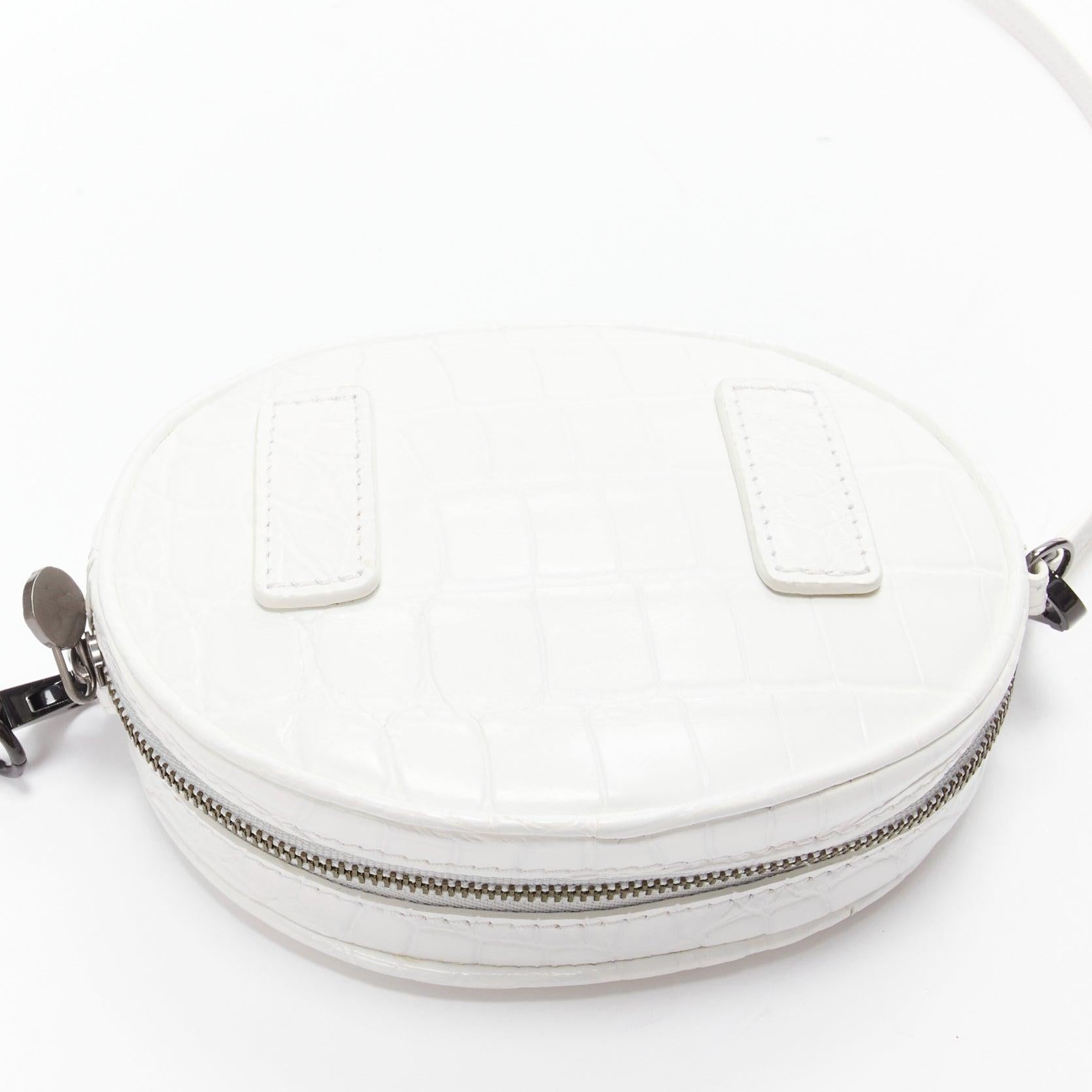 FERIDA YANG Emma white matte scaled leather oval crossbody belt bag For Sale 4