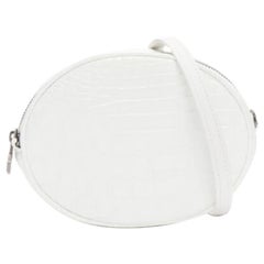 FERIDA YANG Emma Weiße ovale Crossbody-Gürteltasche aus mattem Leder