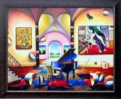 Flotando enamorado, Pintura al óleo Pop Art sobre lienzo by Ferjo