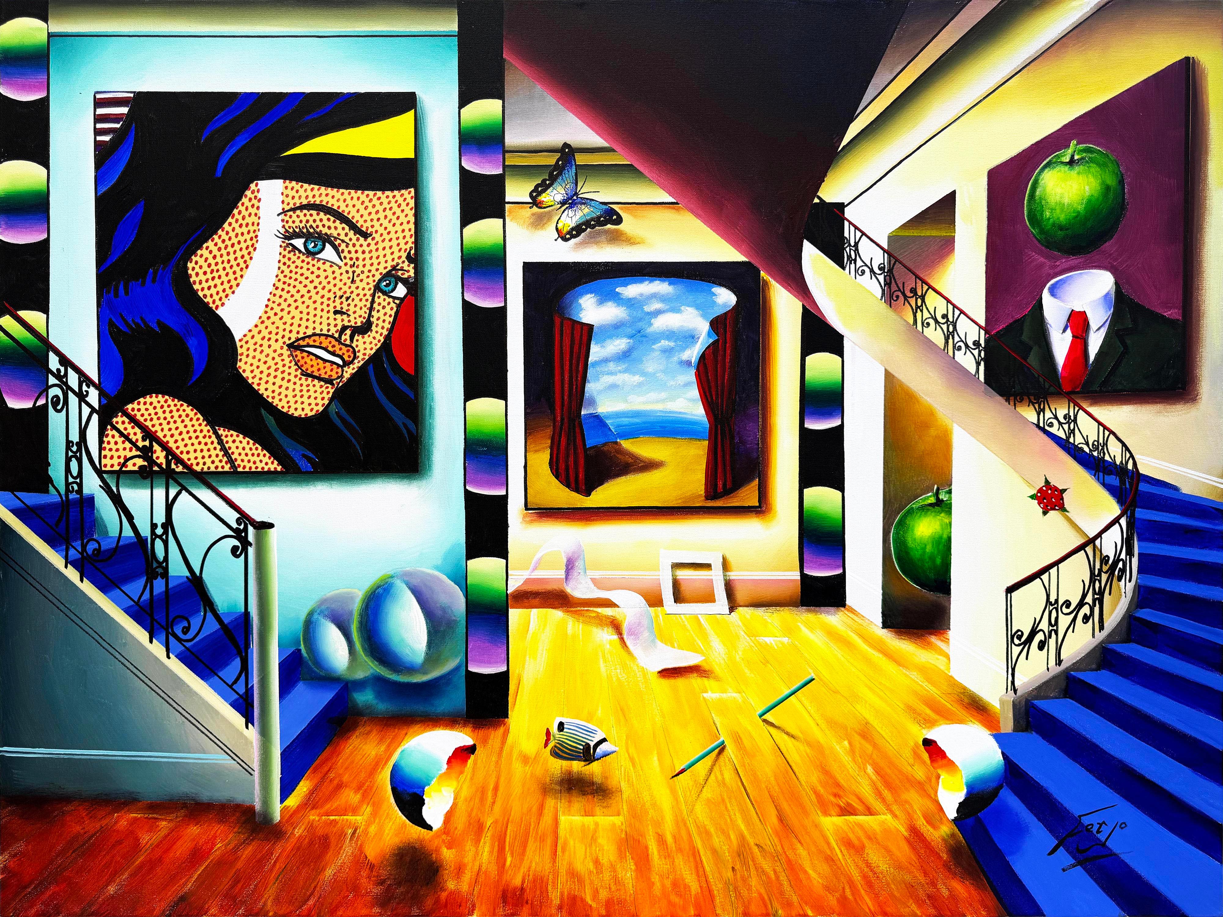 Ferjo, Fernando de Jesus Oliveira Figurative Painting – Mädchen mit gelber Schleife (großes Originalgemälde auf Leinwand)