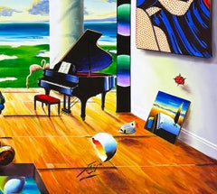 Grand View, Huge Original Painting on Canvas, Hand Signed, Surrealism, 50x70 in.