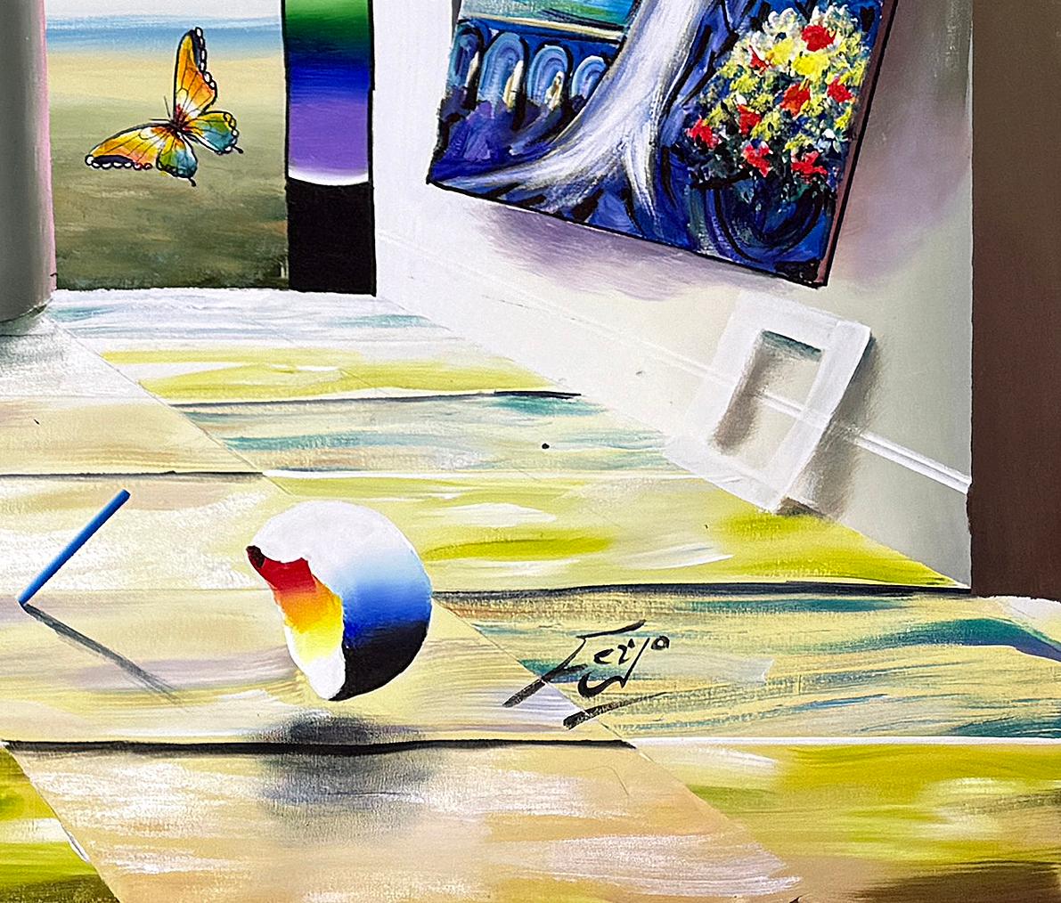Hommage à Chagall (immense peinture originale sur toile) - Painting de Ferjo, Fernando de Jesus Oliveira