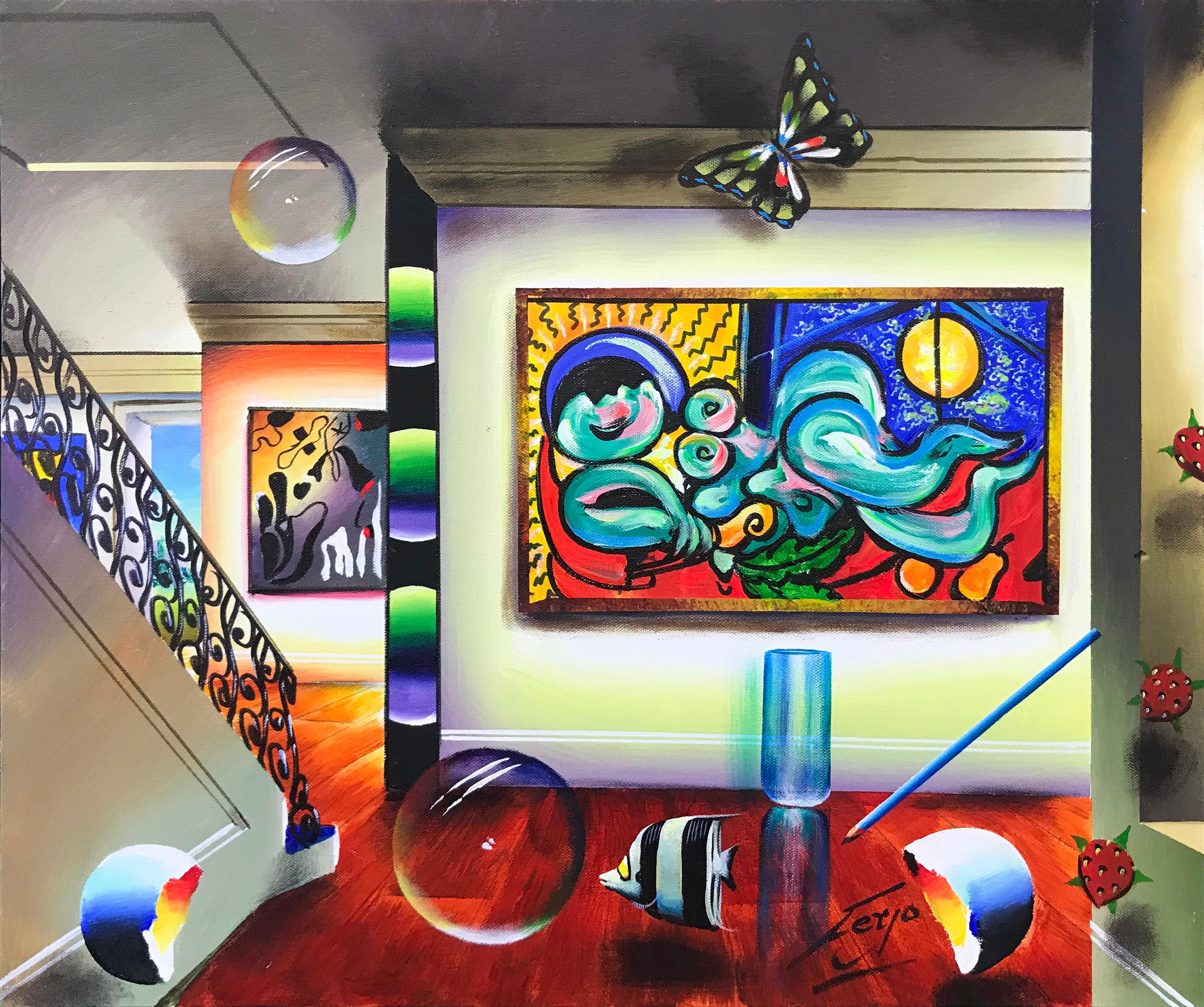 Ferjo, Fernando de Jesus Oliveira Interior Painting - HOMAGE TO CUBISM