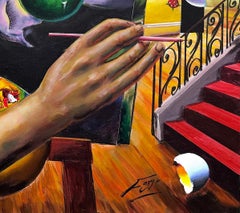 Homage to Dali, Large Original Painting on Canvas, Surrealist, Hand Signed
