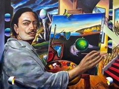 Homage to Dali, Large Original Painting on Canvas, Surrealist, Hand Signed