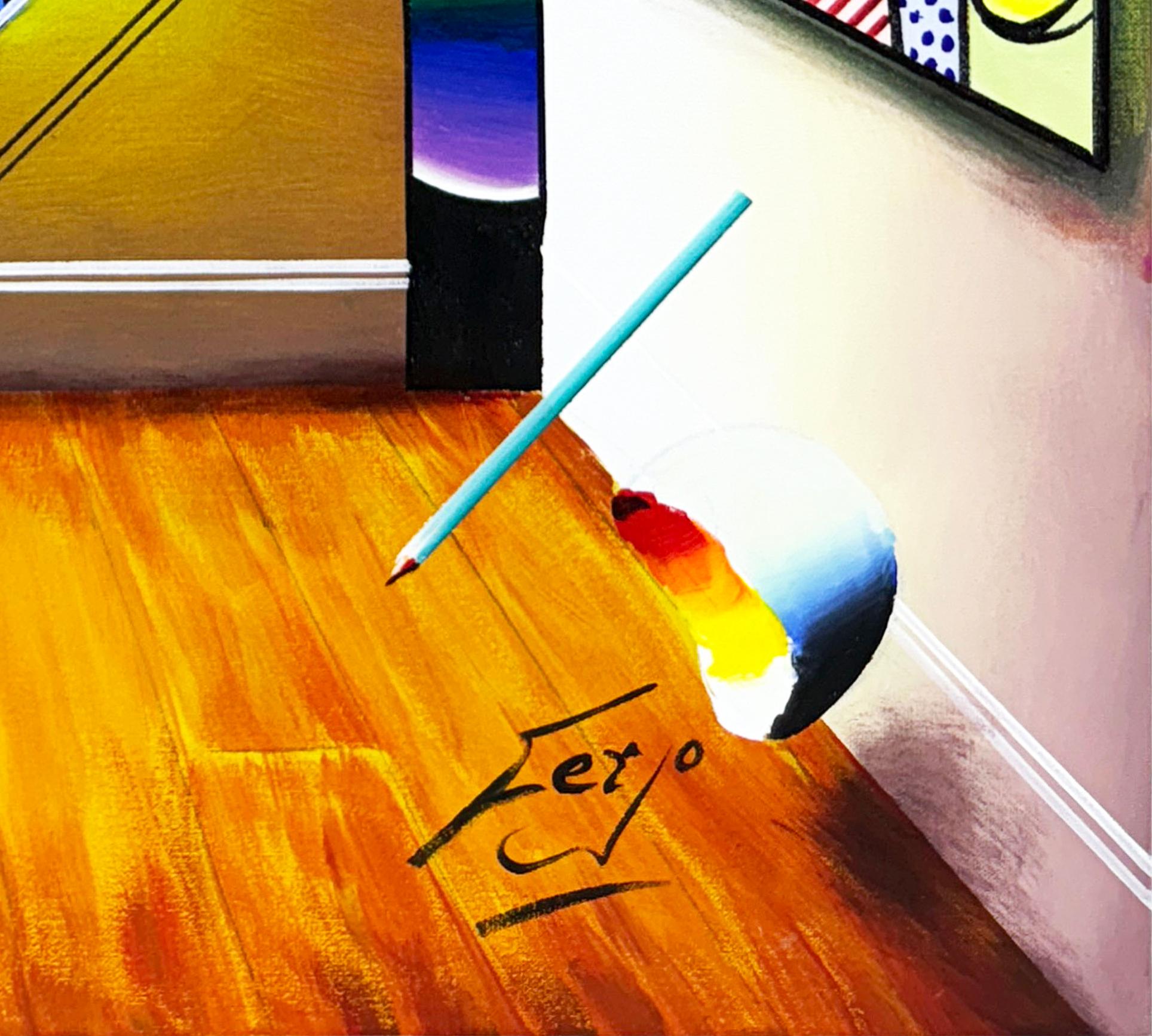 Hommage an Lichtenstein (großes Originalgemälde auf Leinwand) – Painting von Ferjo, Fernando de Jesus Oliveira