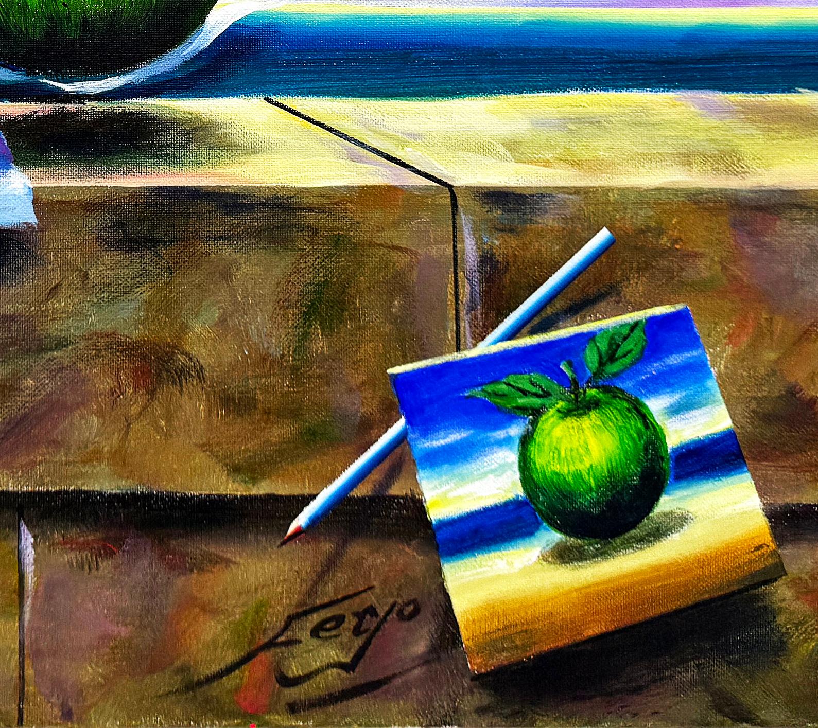 Homage to Magritte (large original painting on canvas) - Painting by Ferjo, Fernando de Jesus Oliveira
