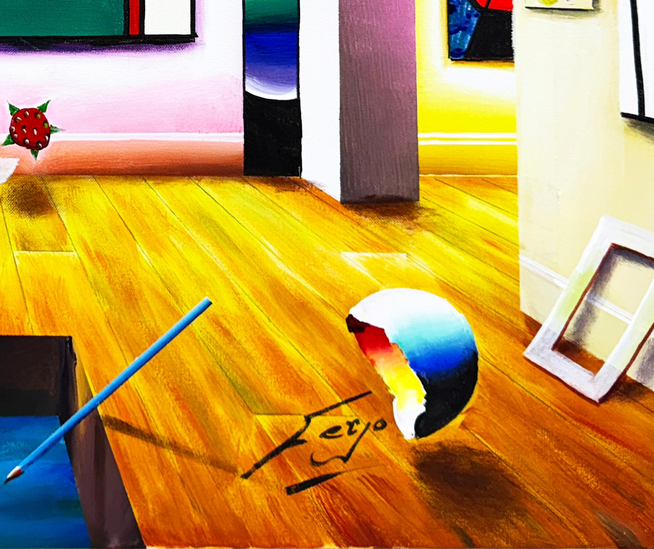 Hommage an Mondrian (großes Originalgemälde auf Leinwand) – Painting von Ferjo, Fernando de Jesus Oliveira