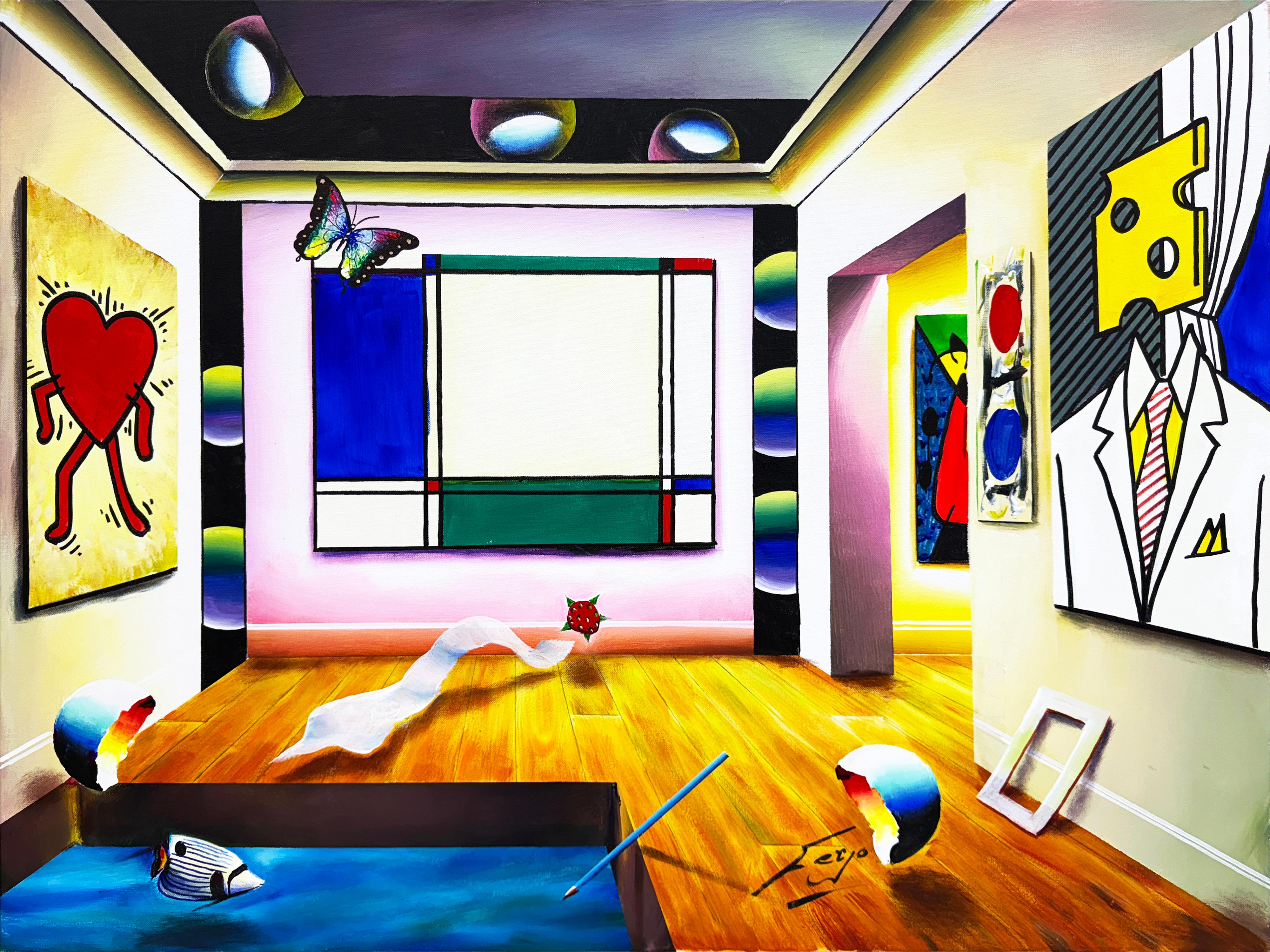 Hommage an Mondrian (großes Originalgemälde auf Leinwand)