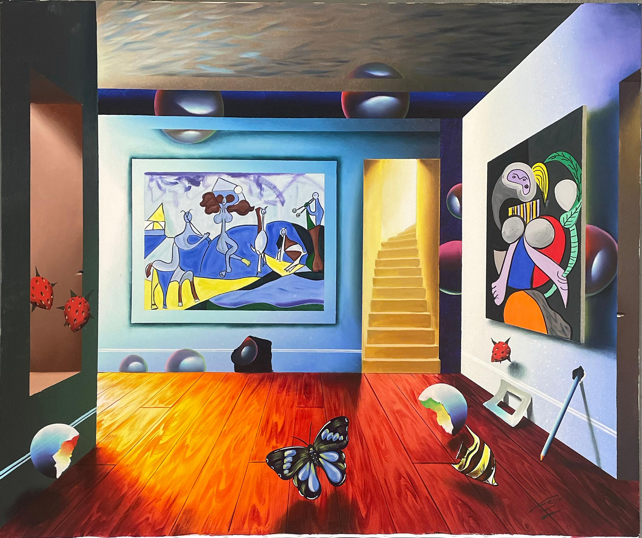 Ferjo, Fernando de Jesus Oliveira Interior Painting - Homage to Picasso Surrealism