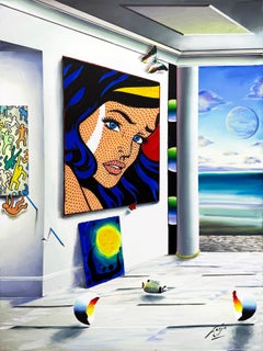 Hommage an die Pop Art (Diptychon), großes Originalgemälde auf Leinwand