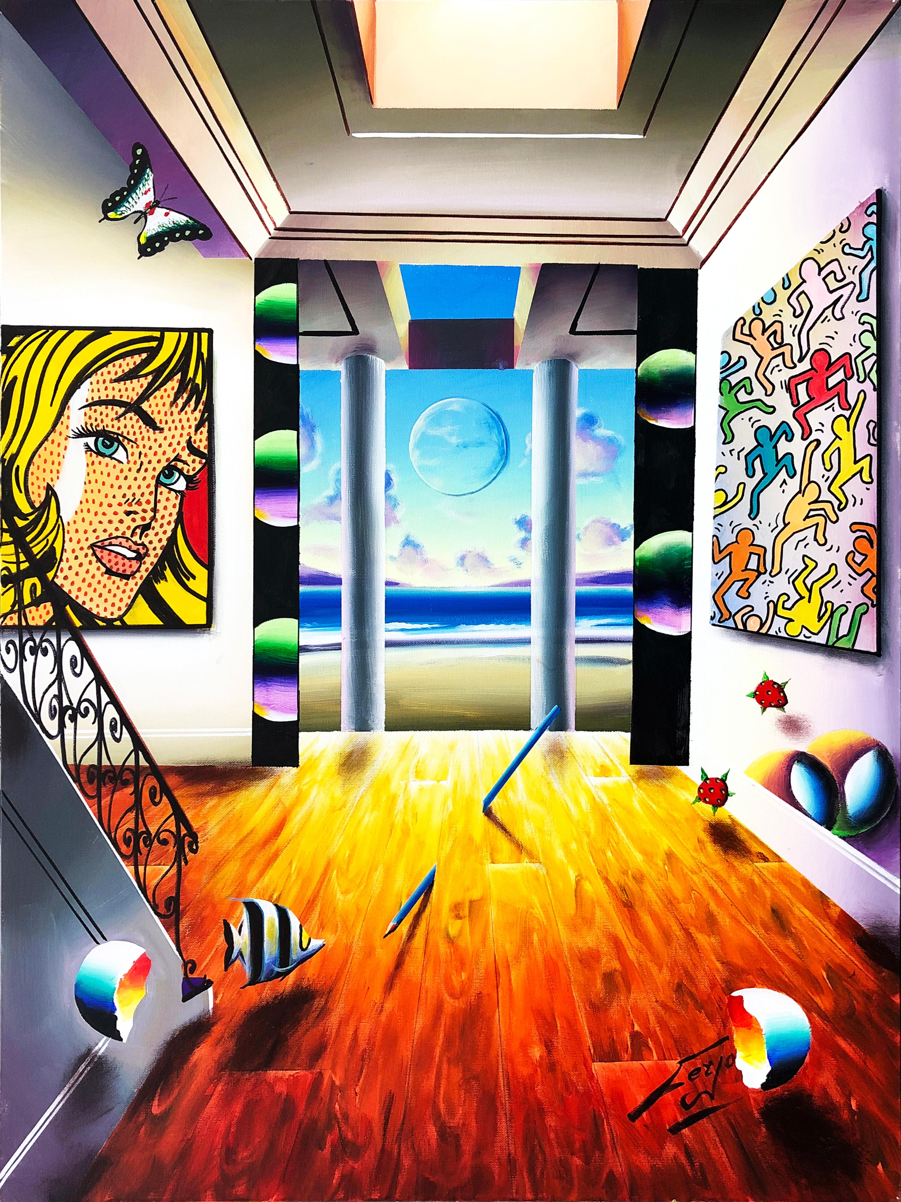 Ferjo, Fernando de Jesus Oliveira Interior Painting - HOMAGE TO POP ART (LICHTENSTEIN HARING)