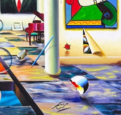 Majestic Passage, Huge Original Painting on Canvas, Signed, Surrealism, 49x69 in