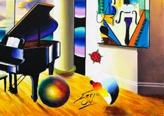 Majestic View, Large Original Painting on Canvas, Hand Signed, Surrealism