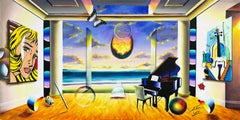 Majestic View, Large Original Painting on Canvas, Hand Signed, Surrealism