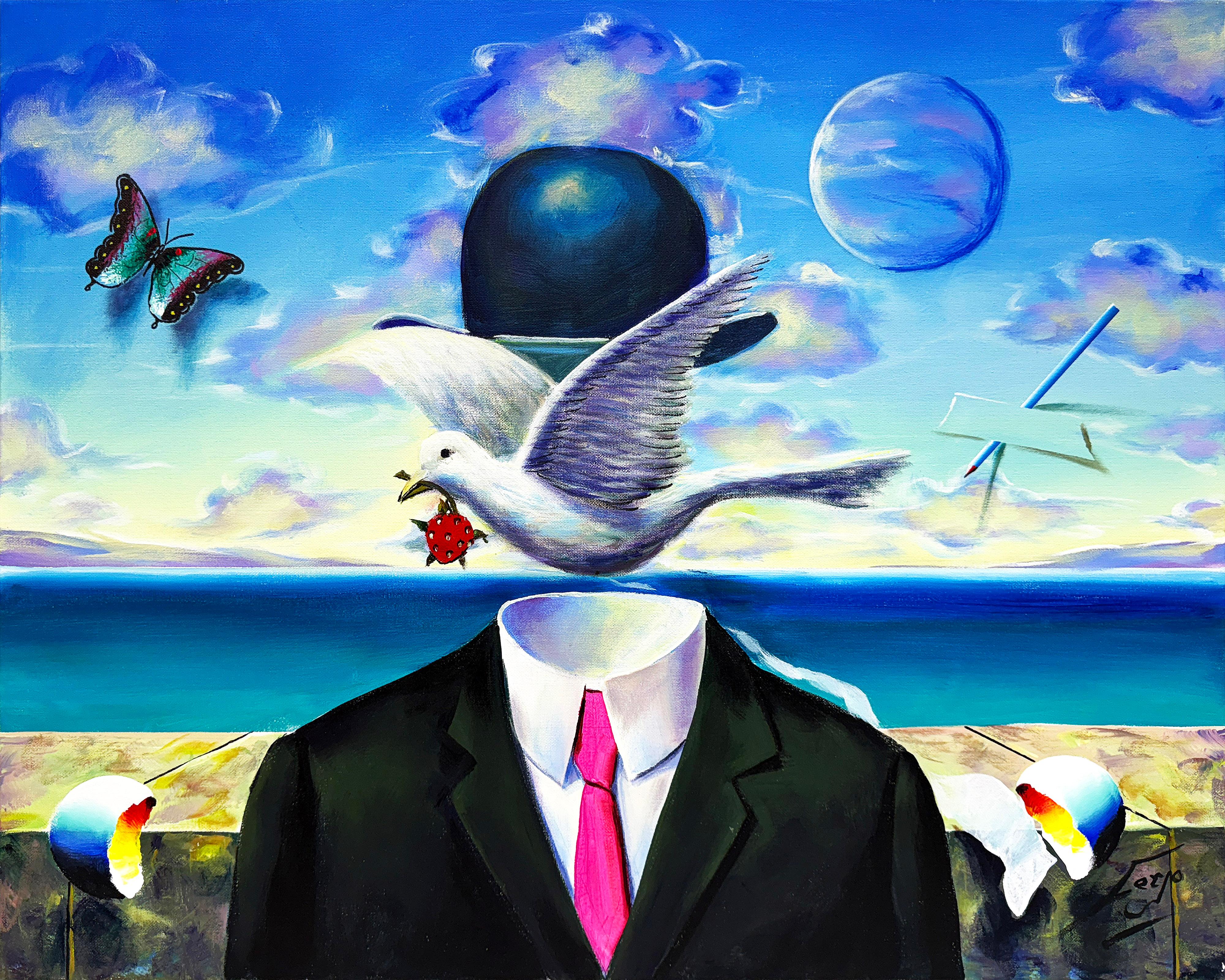 Man in a Bowler Hat (large original painting on canvas)