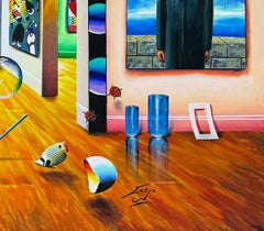 Master Collection, Huge Original Painting on Canvas, Hand Signed, Surrealism
