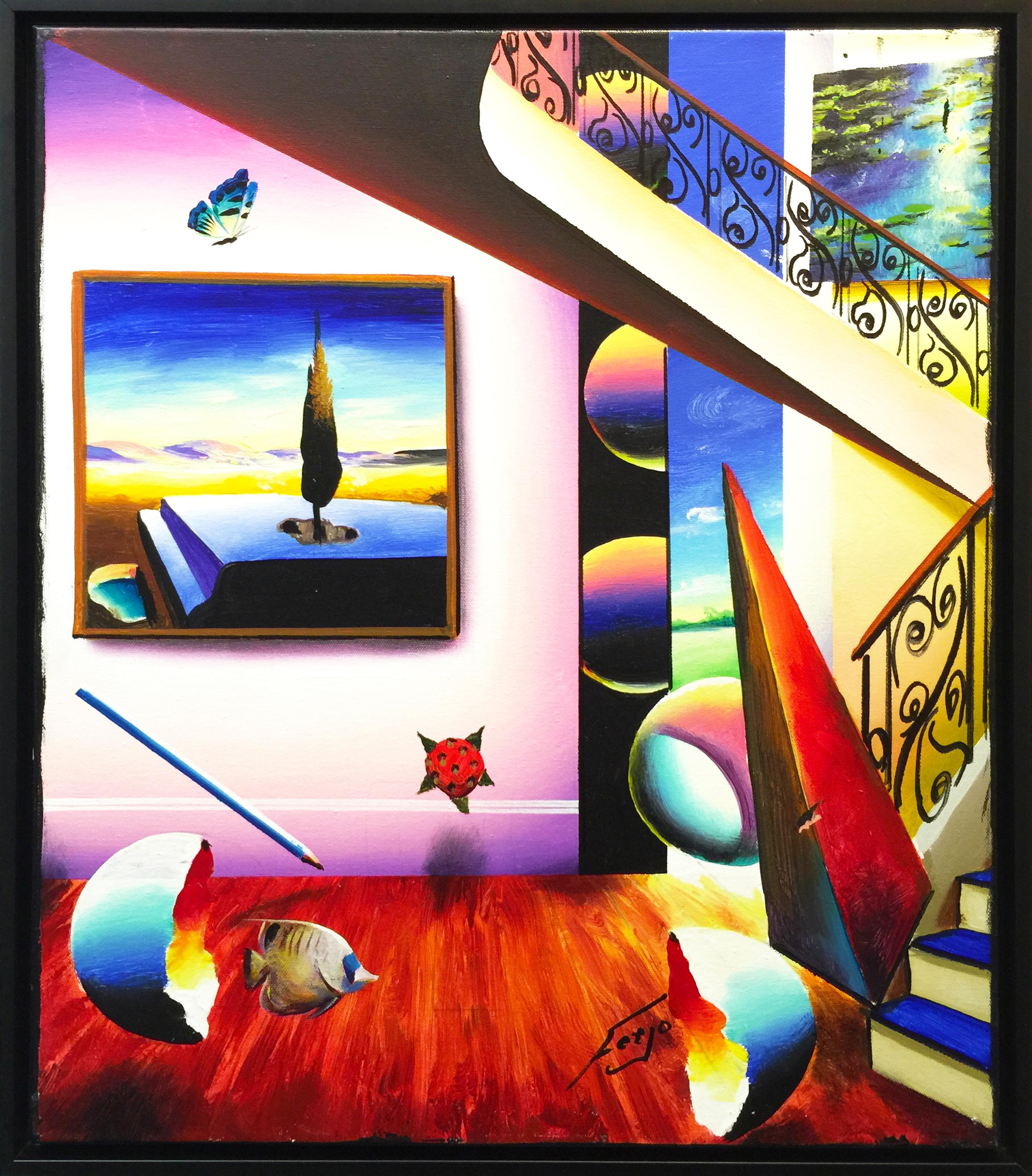 Ferjo, Fernando de Jesus Oliveira Interior Painting – SURREALIST ROOM