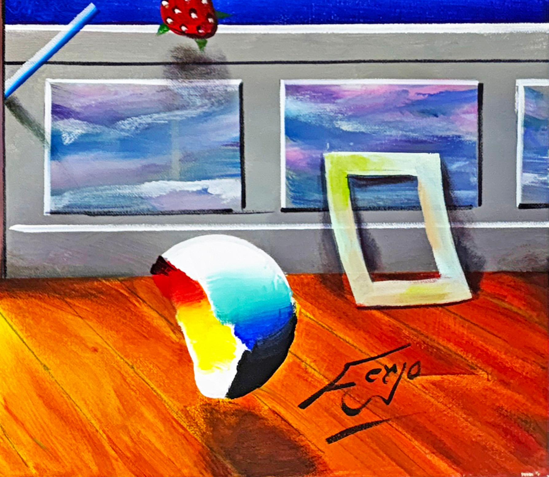 Surrealistischer Garten (großes Originalgemälde auf Leinwand) – Painting von Ferjo, Fernando de Jesus Oliveira