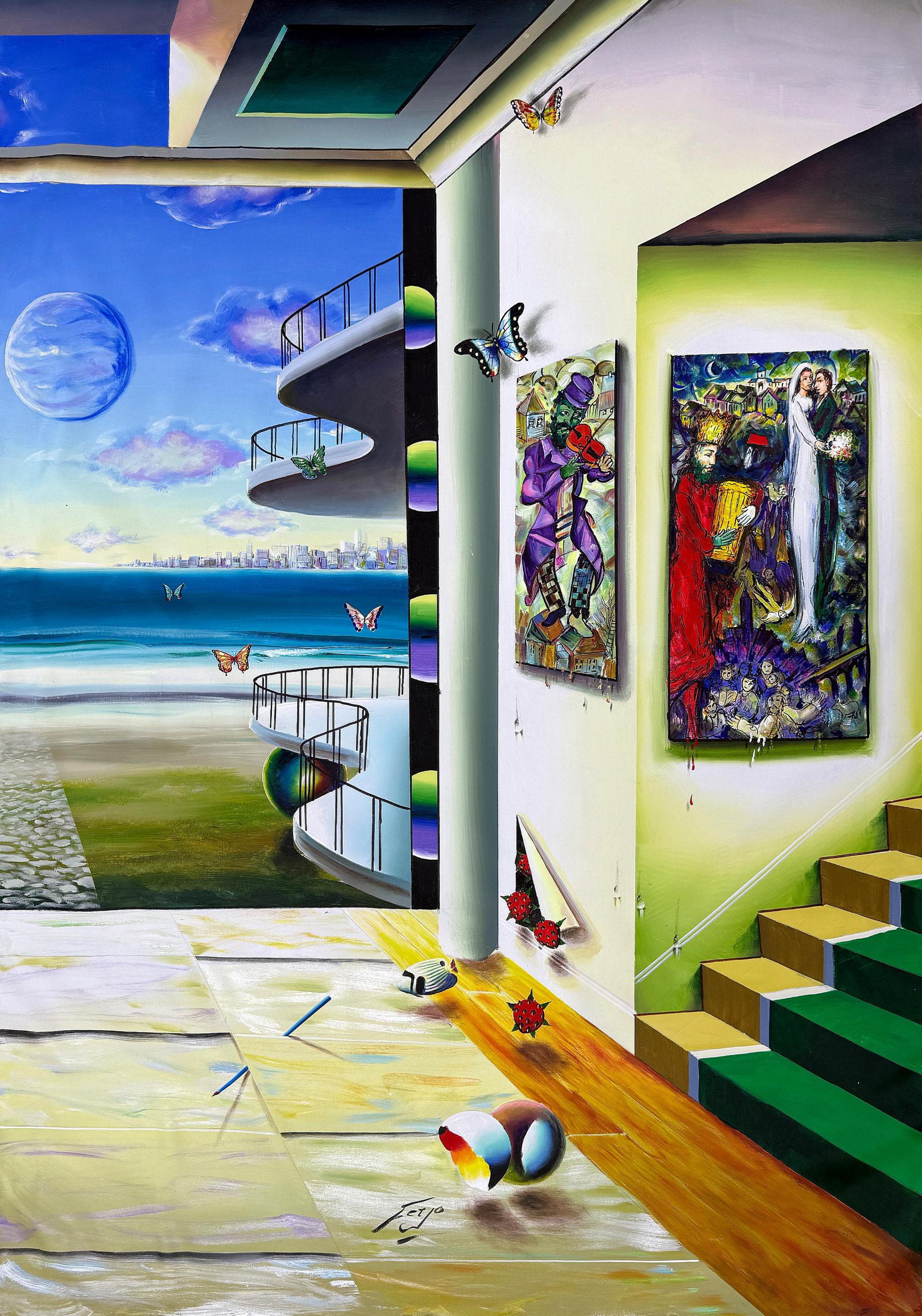 Vista surrealista (díptico), gran cuadro original - Painting Surrealista de Ferjo, Fernando de Jesus Oliveira