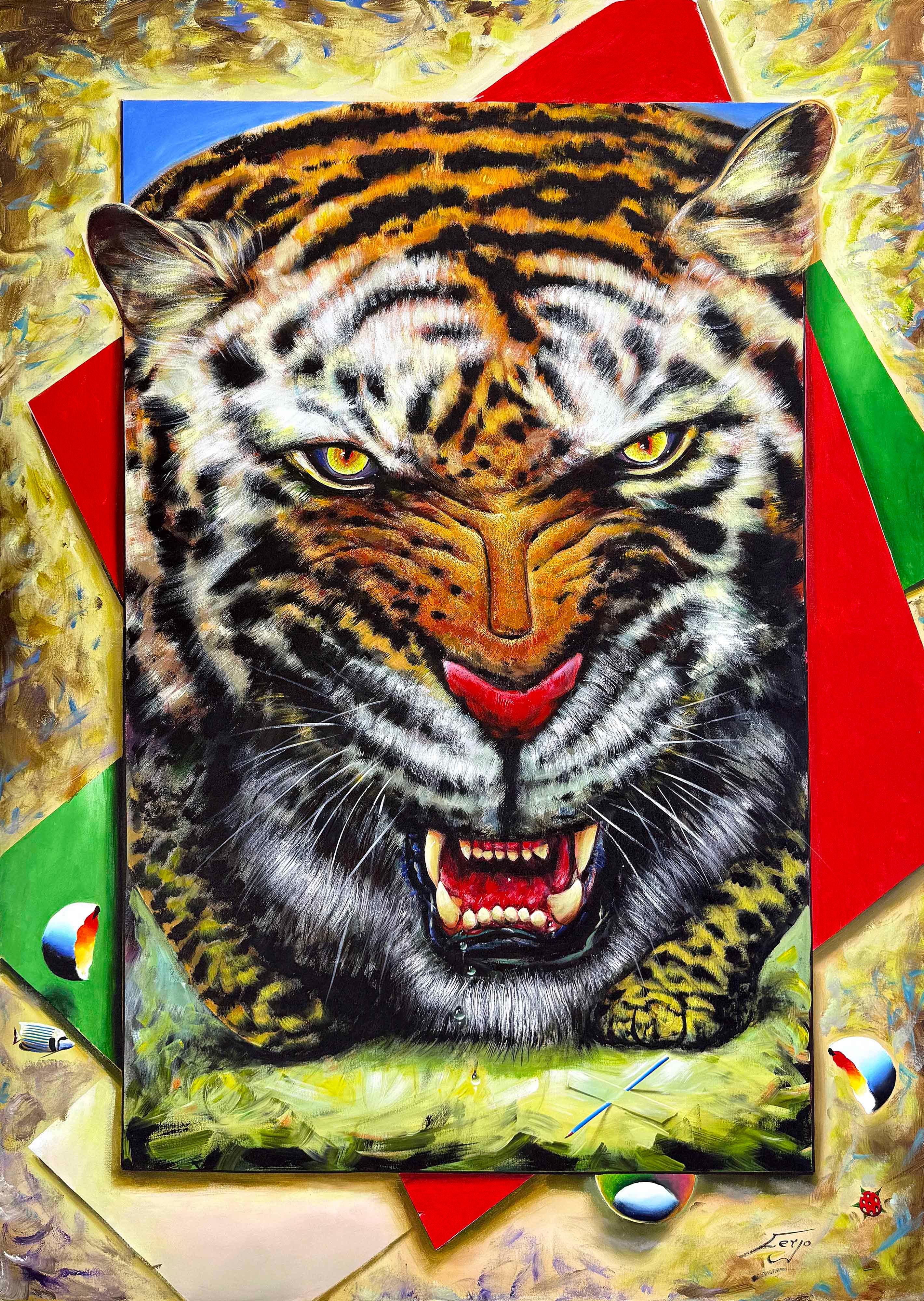 Tiger Gaze (huge original painting on canvas)
