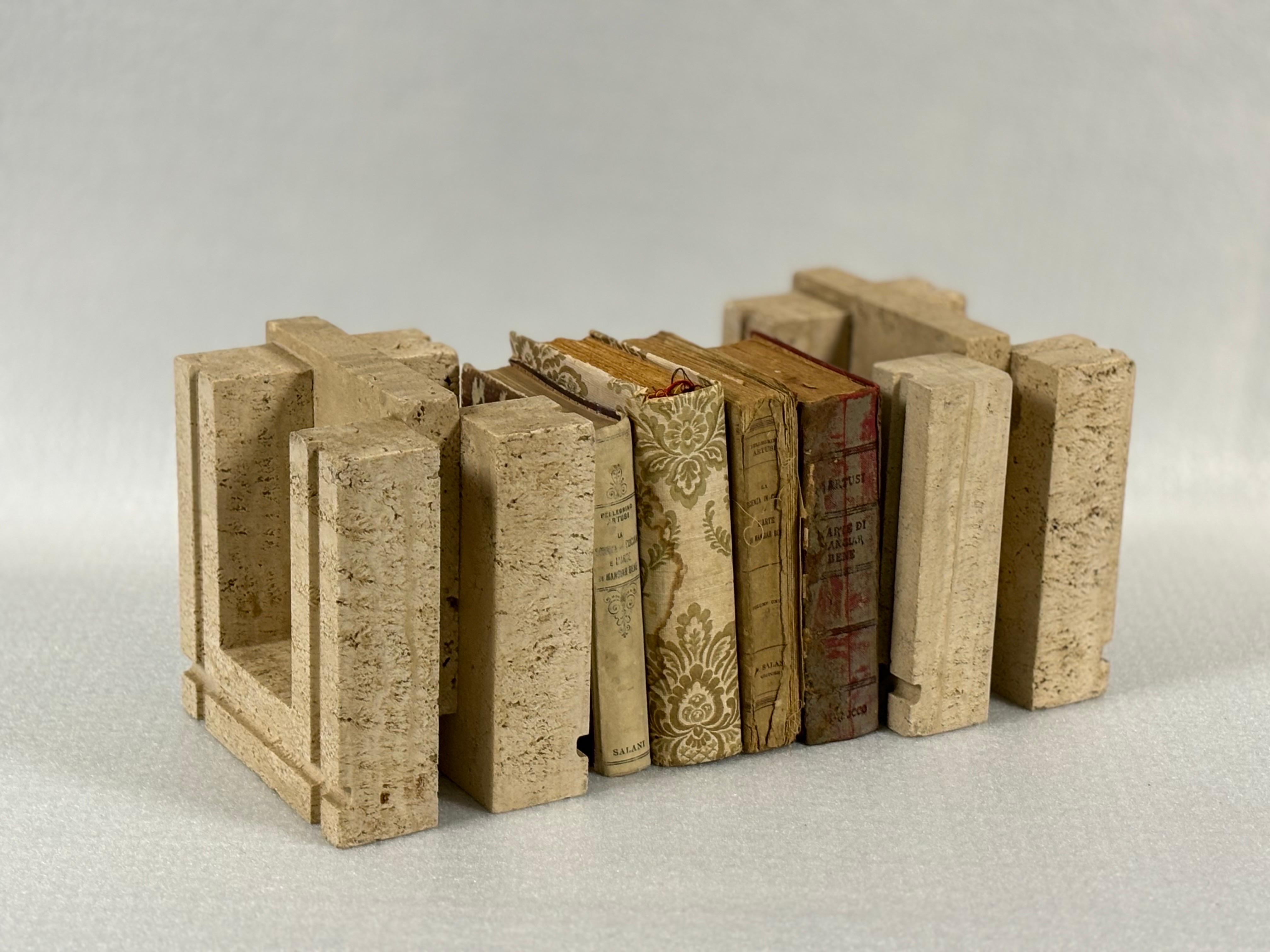 Ferma libri aus Travertin, 1970er-Jahre, Set di 2, Ferma Bücher im Angebot 2