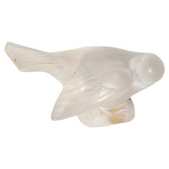 Fermacarte a Forma di Passero in Cristallo di Lalique Anni 50