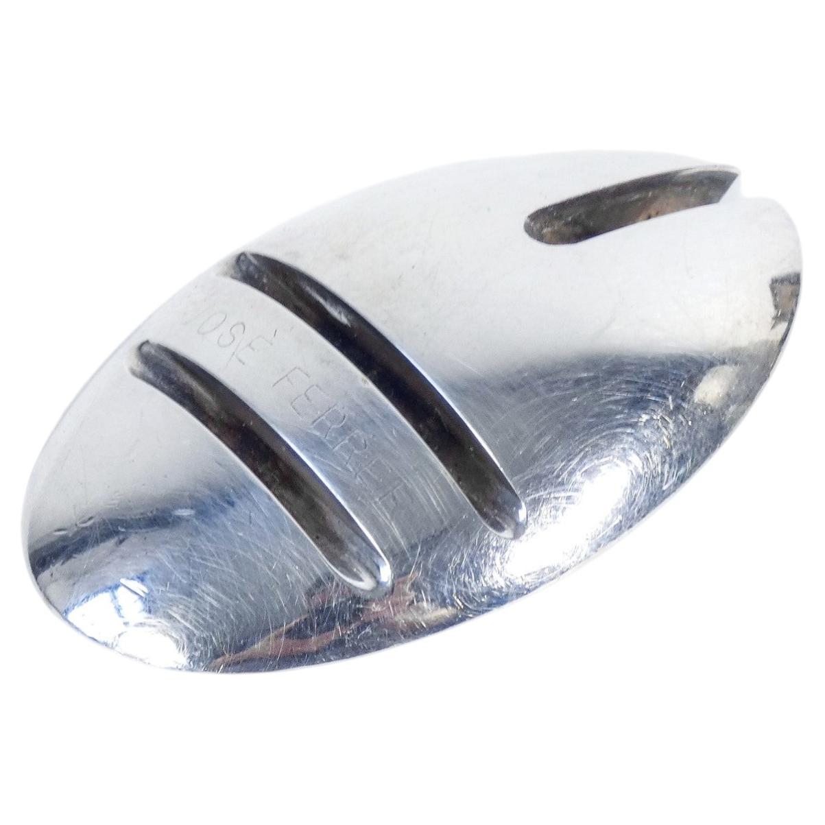Lino SABATTINI designer paperweight in silver-plated metal, Italy, 1970s/1980s
