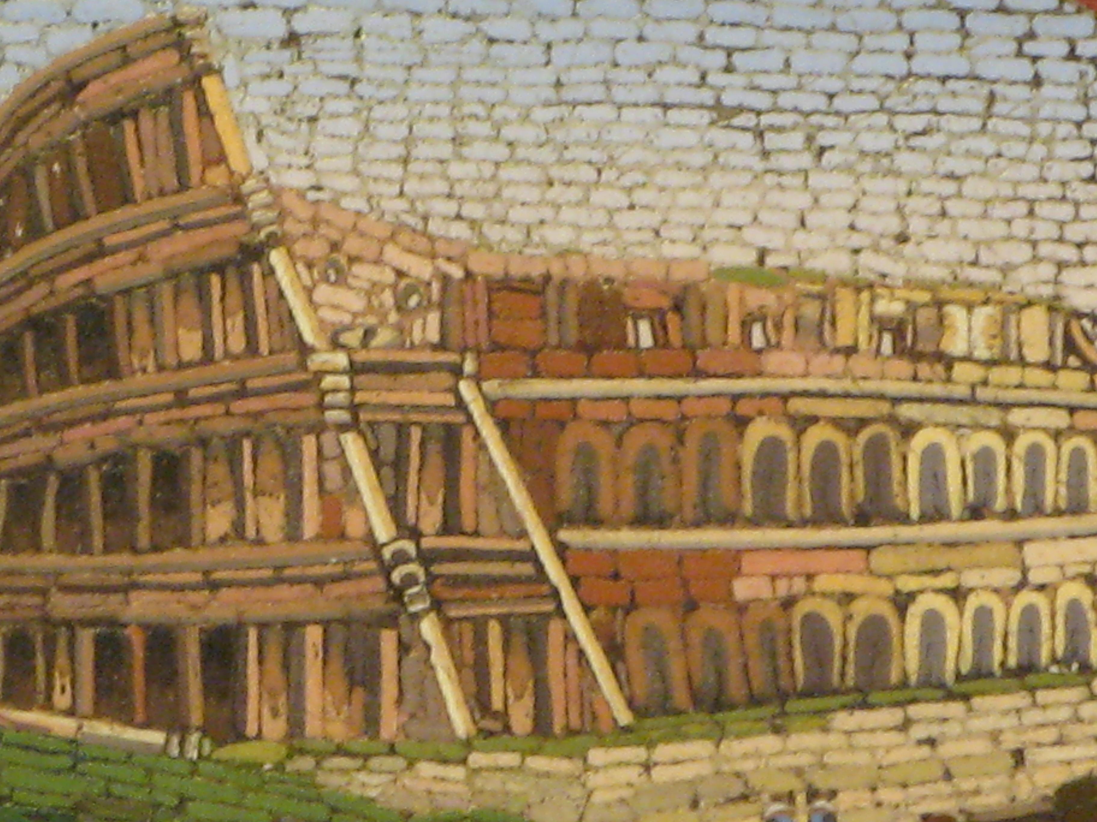 Italian Black marble paperweight with micromosaic of Colosseum Rome souvenir Grand Tour For Sale