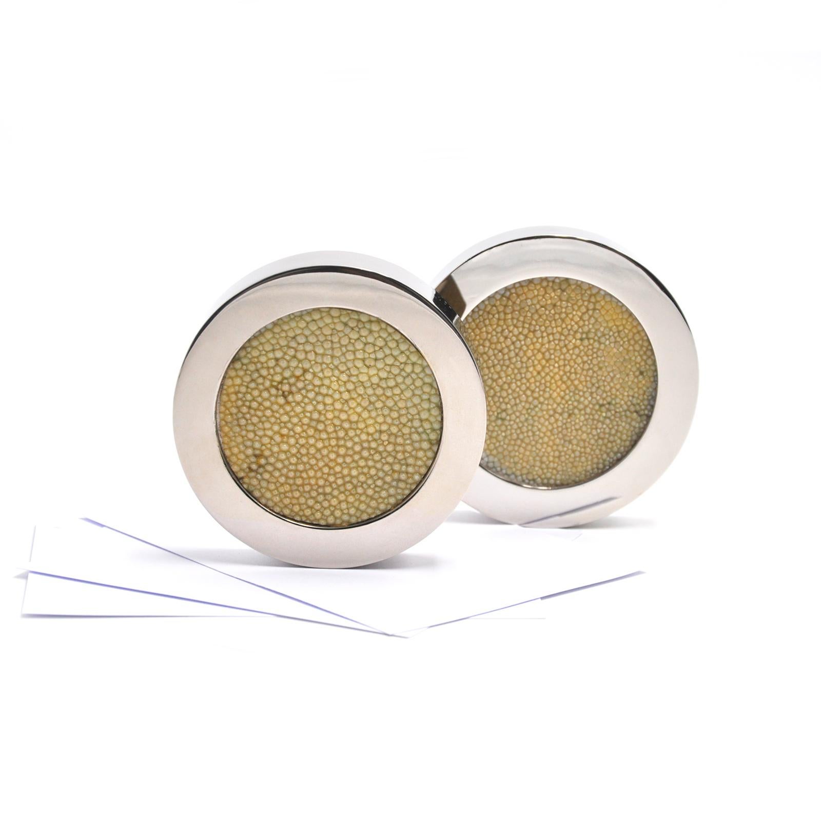Italian Shagreen Galuchat Design Leather Paperweight - GALUCHARME Collection For Sale