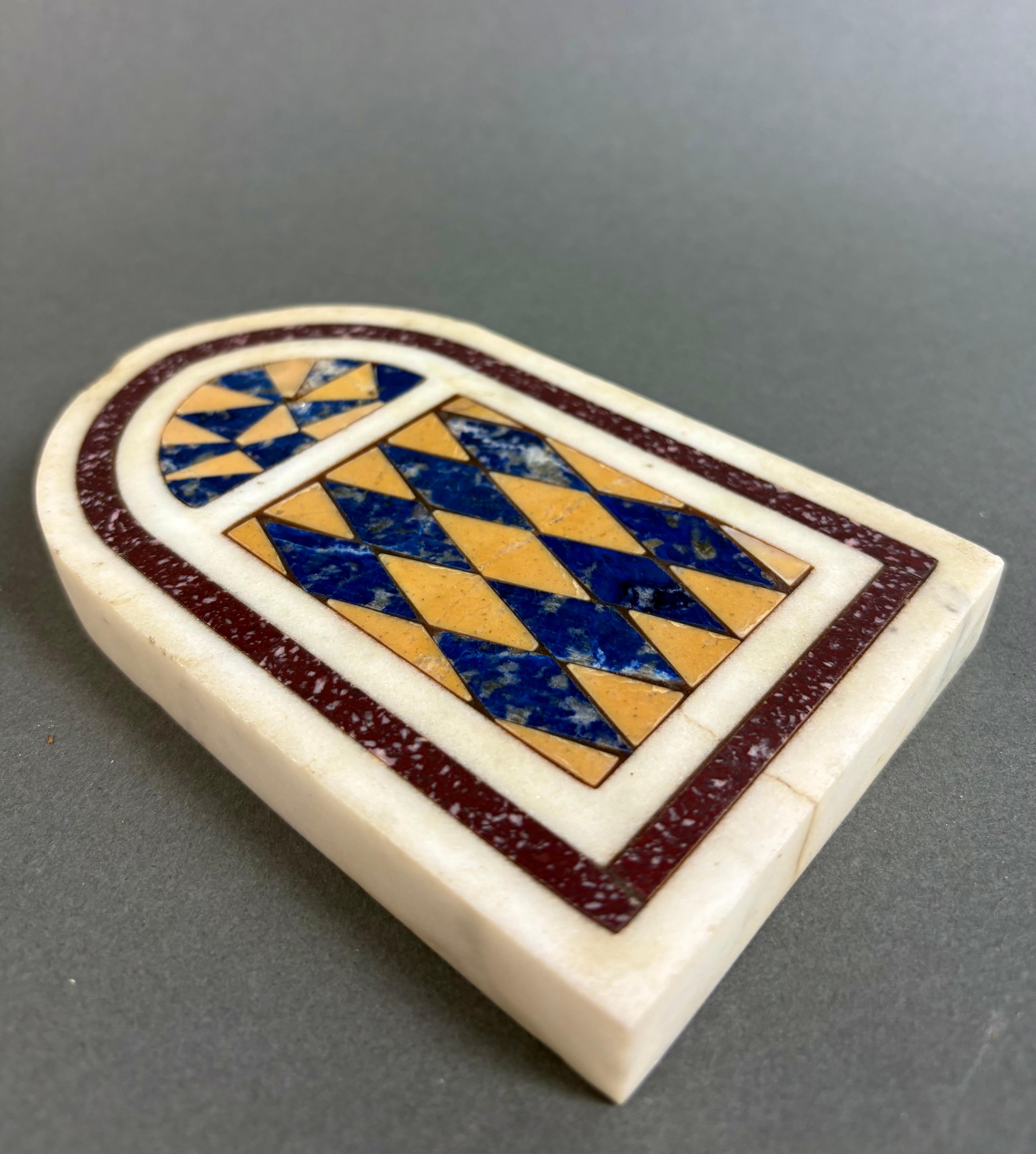 Inlay Souvenir Grand Tour Mosaic Marble and Stonework Paperweight  Architecture For Sale