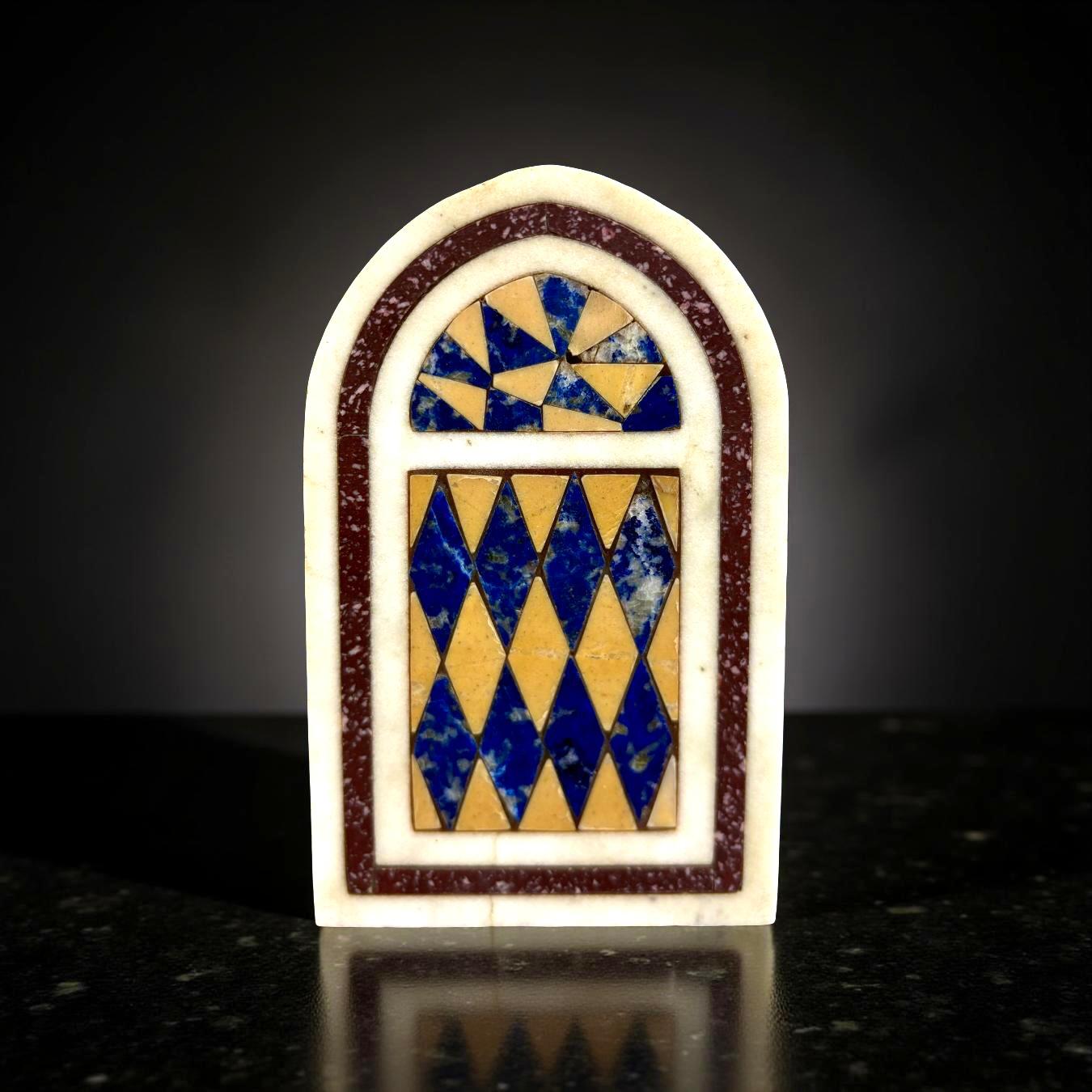 Lapis Lazuli Souvenir Grand Tour Mosaic Marble and Stonework Paperweight  Architecture For Sale