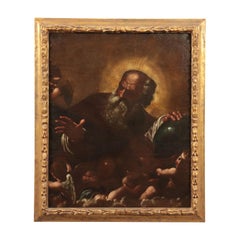 God Father and Angels, Attributed to Ferraù Fenzoni, Oil on Canvas, 17th Century